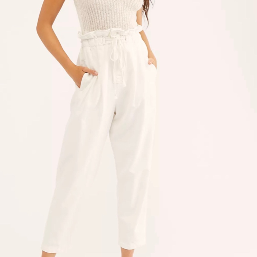 White Free People Margate Pleated Trouser